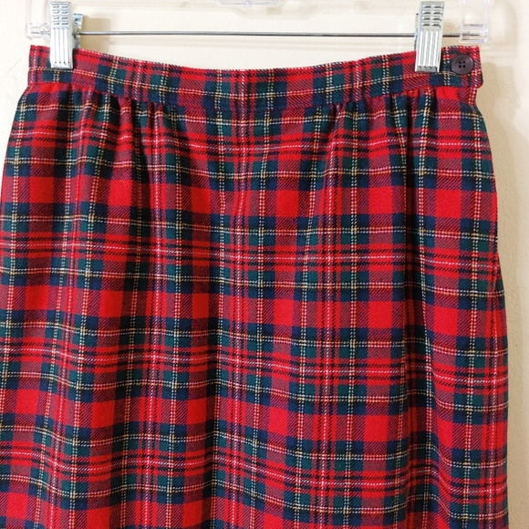 Pendleton Prince Charles Tartan Plaid 100% Virgin Wool Red Pencil Skirt Petite 8 - Picture 2 of 12